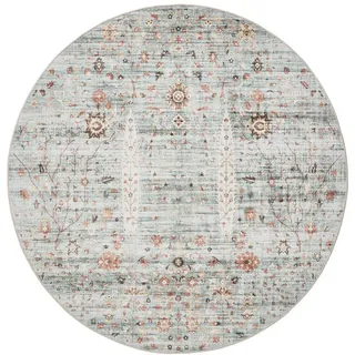 benuta Vintage-Teppich George waschbar ø 120 cm rund , Türkis , Kunststoff , Vintage , Rund , 120x120 cm , Oeko-Tex® Standard 100 , in verschiedenen Größen erhältlich, rutschfeste Unterfläche, waschbar , Teppiche und Böden, Teppiche, Vintageteppiche