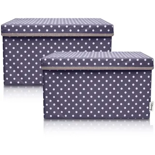 LIFENEY 2-Set Aufbewahrungsbox Kinder (37x25x21cm) I Aufbewahrungskorb für Kinderzimmer und Wohnbereich I Kinder Aufbewahrungskiste (Anthrazit Punkte)