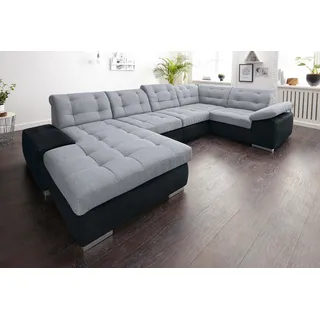sit&more Wohnlandschaft »Ontario U-Form« XXL, wahlweise mit Bettfunktion, grau