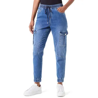 ONLY Damen Onlkelda Cargo Cut Elas DNM Gua Jeans