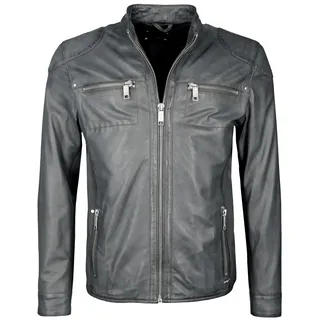 Lederjacke MAZE "Lederjacke Flint", Herren, Gr. S, grau, Obermaterial: 100% Lammleder LEL. Futter: 100% Polyester PES., Jacken Lederjacke