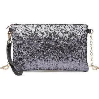 Miss Lulu Damen Mini Pailletten Clutch Umhängetasche Blau Glitzernde Schultertasche