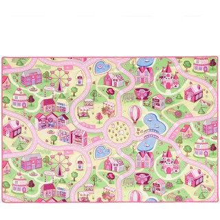 Snapstyle Kinder Spiel Teppich Girls Village Rosa 100x200cm