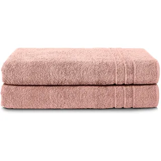 Komfortec 2er Saunatuch Set 70x200 cm aus 100% Baumwolle, XXL-Saunatücher, Sauna Handtuch, Weich, Groß, Frottee, Schnelltrocknend, Blütenrosa