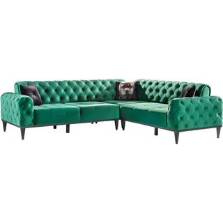 Textil Sofa Ecksofa Sofa Couch Polster Wohnlandschaft Stoff Sofas - Grün