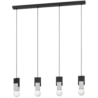 Eglo Hängeleuchte , Grau, Schwarz, Weiß , Holz, Metall, Stein , massiv , länglich , 5.5x110x92.5 cm , Lampen & Leuchten, Leuchtenserien