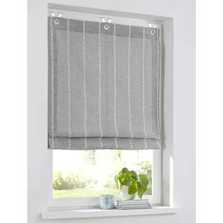 Raffrollo KUTTI "Raya" Gr. 3, grau (grau, sanftes weiß), B:80cm H:140cm, Leinenstruktur, Obermaterial: 100% Polyester, Raffrollos, Raffrollo, mit Edelstahlhaken