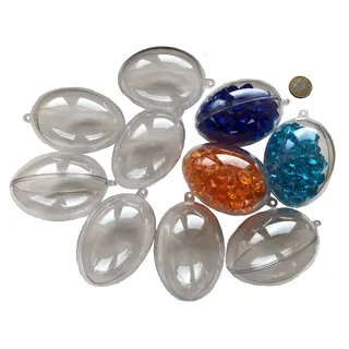 10 Eier Ostereier 8cm Acryl-Kugel Aufhängen Ostern Dekoration Form Ei transparente Kunststoff-Kugel zum Befüllen Bastel-Ei