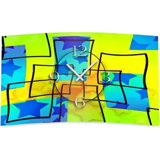 Abstrakt Sterne Designer Wanduhr modernes Wanduhren Design leise kein ticken dixtime 3D-0071 - Gelb