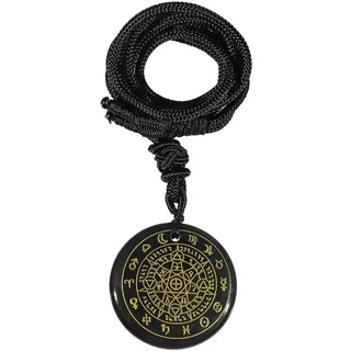 KYEYGWO Gravierte Tierkreiszeichen Obsidian Ketten mit Einstellbare Seil, Runde Stein Anhänger Heilstein Talisman Halsketten Amulett Segen Schmuck für Damen und Herren