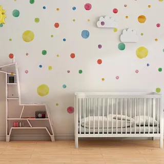 148 Punkte Wandtattoo für Kinderzimmer, Wandsticker Kreise Pastell Mint,Bunt Wandtattoo Kinderzimmer,Aufkleber Sticker Kreis Wandaufkleber,Aquarell Polka Dots Wandaufkleber,DIY Selbstklebend