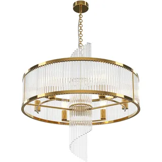 Maytoni Hängelampe Kronleuchter Rund Gold Transparent 6xE14 60W Wohnzimmer - Gold