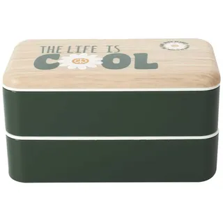 COOK CONCEPT, KA6366, 4 Piece Takeaway Meal Set, Elegant and Practical Design, Accessories Included, Ideal for Picnic and Office, Dimensions 25x25x19 cm, Green and White