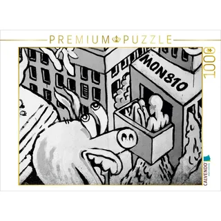Calvendo EIN Motiv aus dem Kalender Schwarz Weiße Graffiti Impressionen aus Bielefeld 1000 Teile Puzzle quer | 1000 Teile Lege-Größe 64 x 48 cm Foto-Puzzle für glückliche Stunden