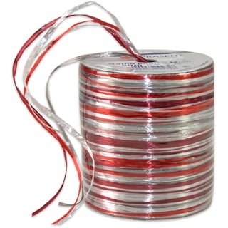 Präsent Raffia Pearl-Multicolour Bastband rot/Silber/Bordeaux, 50 m metallic Dekoband, Verzieren & Basteln, Geschenkband für feierliche Anlässe