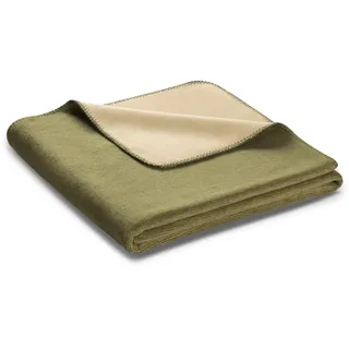 Biederlack Melange Wohndecke 150 x 200 cm Beige/Grün