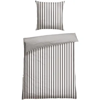 SCHIESSER Wendebettwäsche "Marie aus weicher Baumwolle und Streifen Allover", grau, B/L: 155cm x 220cm, 1 Stk., 1 Stk., Renforcé, 2 Stk., Renforcé, Obermaterial: 100% Baumwolle, Bettwäsche, Wendebettwäsche, MADE IN GREEN by OEKO-TEX