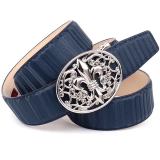 Anthoni Crown Damengürtel Leder blau 105 cm