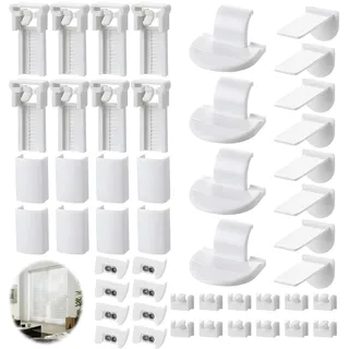 8 Kit 48 Stück Plissee Ersatzteile Set, Ersatzteile Klemmträger Leichtgewicht Verstellbare Pliseehalter Klemmträger Plissee Klemmfix Halterung Ohne Bohren Klemmfix Halterung für Fensterläden Jalousien