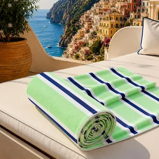 PETTI Artigiani Italiani - Strandtuch XXL Mikrofaser 90x180 cm Groß mit Feinen Bunten Streifen, Badetuch Schnelltrocknend und Sandfrei, für Strand, Pool und Reise, Made in Italy, Feinstreifen 03