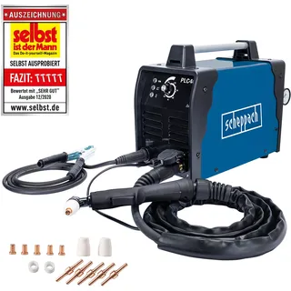 Scheppach Plasmaschneider PLC40 Plasma Schweißgerät | Schnittleistung max. 12 mm | stufenloser Schneidstrom 15-40A | mit Druckluftschlauch | inkl. Brennerhülle & Elektroden
