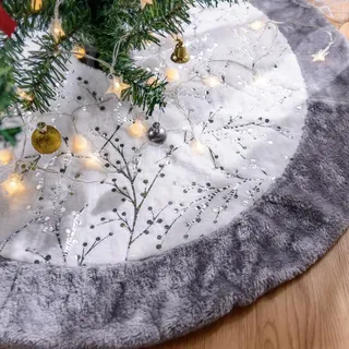 Rock Weihnachtsbaum 120cm Luxus Bodenabdeckung Ast Silber, Teppich Basis Groß
