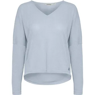 Strickpullover OXMO "Strick-V-Pullover OXKatla", Damen, Gr. S, blau (kentucky blau), Obermaterial: 58% Viskose LENZING ECOVERO CV LenzEcov. 42% Polyester PES., Pullover Strickpullover