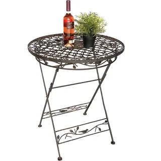 DanDiBo Tisch Bistrotisch Antik Rund Gartentisch Metall 1850 Avis Eisentisch Balkontisch Vintage - Braun