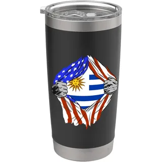 Uruguay Flagge Truhe USA Uruguayan Pride Uruguayische Wurzeln Doppelwandiger Edelstahl-Thermobecher