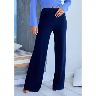 Strickhose COPENHAGEN STUDIOS, Damen, Gr. 40/42, N-Gr, blau (marine), Rippstrick, Obermaterial: 50% Viskose, 28% Polyester, 22% Nylon, unifarben, bequem lang, Hosen Strickhose, aus hochwertigem Rippstrick, Loungewear
