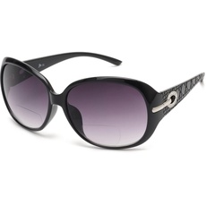 JM Klassisch Bifokale Lese Sonnenbrille für Damen Jahrgang Lesebrille Draussen UV-Schutz Schwarz +1,75