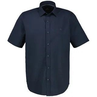 Kurzarmhemd LERROS "Kurzarmhemd mit Knitterlook, grosse Größen", Herren, Gr. 4XL, extraweit, classic navy, 99% Baumwolle, 1% Elasthan, Hemden Kurzarmhemd