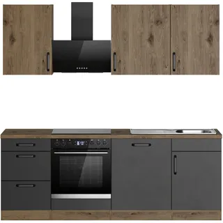 WIHO KÜCHEN Küchenzeile Elba 220 cm schwarz