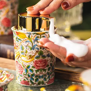 Vintage Rose Keramik schäumende Seifenspender für Bad & Küche Nachfüllbare Lotion Flüssigkeit Schaum Pumpe Dispenser