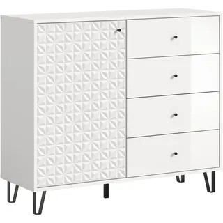VCM Highboard Prisma 110 x 96 x 40 cm Weiß Hochglanz