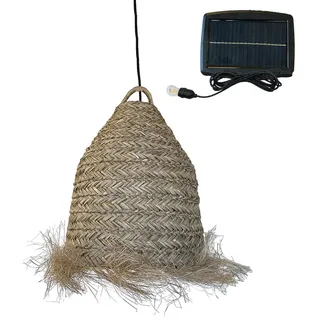 Lumisky ANAFI Solar Pendelleuchte aus Seegras mit Hybridkabel, Netz- und Solarkabel, 5 m Länge