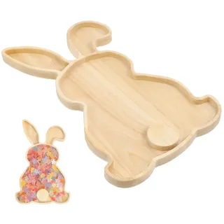 MAGICLULU Holztablett in Hasenform 11.2 Zoll Serviertablett Ostern Frühstücksbrettchen Für Snacks Obst Und Brot Dekoratives Kaninchen-Servierbrett Für Küche Und Wohnzimmer