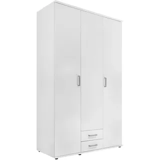 Carryhome Drehtürenschrank , Weiß , Holzwerkstoff , 4 Fächer , 2 Schublade(n) Schubladen , 120x196x54 cm , Schlafzimmer, Komplette Schlafzimmer und Serien, Schlafzimmerserien