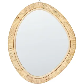 Beliani Wandspiegel aus hellen Rattan 50/60 cm Zaatari , Glas , Freiform , 50x5x60 cm , Spiegel, Wandspiegel