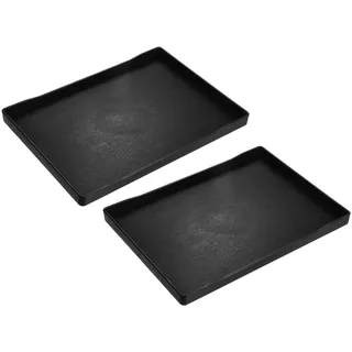 QUARKZMAN 2 Stück Badezimmer Deko Tablett Schwarz Dekotablett 7" x 10" Kunststoff Rechteckige Badezimmer Deko Dekorative Ottomane Platte für Frühstück Küche Badezimmer