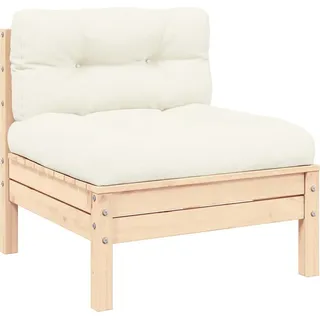 vidaXL Gartensofa 2-Sitzer mit Kissen in Creme Massivholz Kiefer - Creme