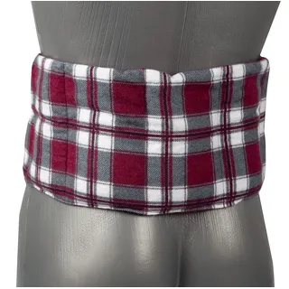 Johanniskernkissen 7-Kammer mit Band, 65x15 - Wärme od. Kälte Rücken, Lende, Wärmekissen Körnerkissen - Kissen mit Bänder, 65x15cm, Flanell karo-rot