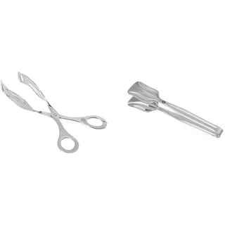 HENDI Gebäckzange, Muschelförmig, Geschirrspülmaschinengeeignet, Servierzange, Tortenzange, Küchenzange, 220mm, Edelstahl & 523018 Gebäckzange, Servierzange, Tortenzange, Küchenzange, 215mm, Edelstahl