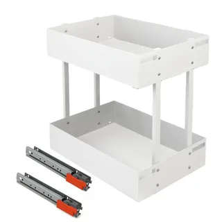 Unterschrankauszug 45 cm Küchenschrank Auszug 2 Etagen mit BLUM Scheinen Weiß - Weiß