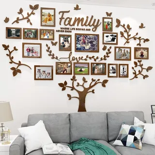 Tefengmaoyi Wandtattoo Baum Stammbaum Wandtattoo Wohnzimmer - 3D DIY Wandsticker Wall Stickers Wanddeko Deko Wandtattoo Baum für Wohnzimmer Schlafzimmer Bilderrahmen (M67-5 Braun)