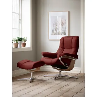 Stressless Relaxsessel "Mayfair" Set, Relaxsessel mit Hocker, mit Hocker, mit Cross Base, Größe S, M & L, Holzakzent Eiche, rot dinamica