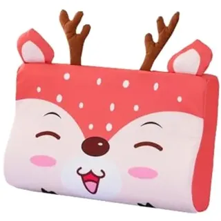 Schlummerkids Kissen Original,Kinderkissen für Besserenund Gesünderen, Calmly Ergonomisch, Kawaii Tiere Kissen, Atmungsaktiv und Hautfreundlich (Mit Kopfkissenbezug) (Hirsche,45*27*6 cm)