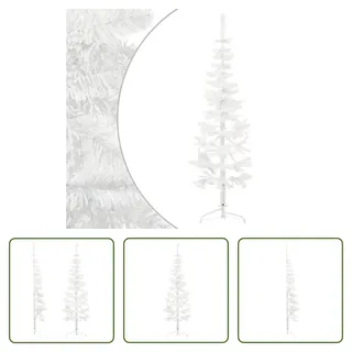 The Living Store Künstlicher Halb-Weihnachtsbaum mit Ständer Schlank Weiß 120 cm - Weiß