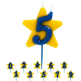 Dekora - Solidarität Geburtstagskerze | Spezielle Sternkerzen - Doppelte Wunschkerzen für kranke Kinder - Nummer 6, Blau