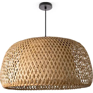 Paco Home Pendelleuchte »PESA« E27 Bambus Korblampen Hängeleuchte Rattan Optik Natur Boho E27 Rund, braun